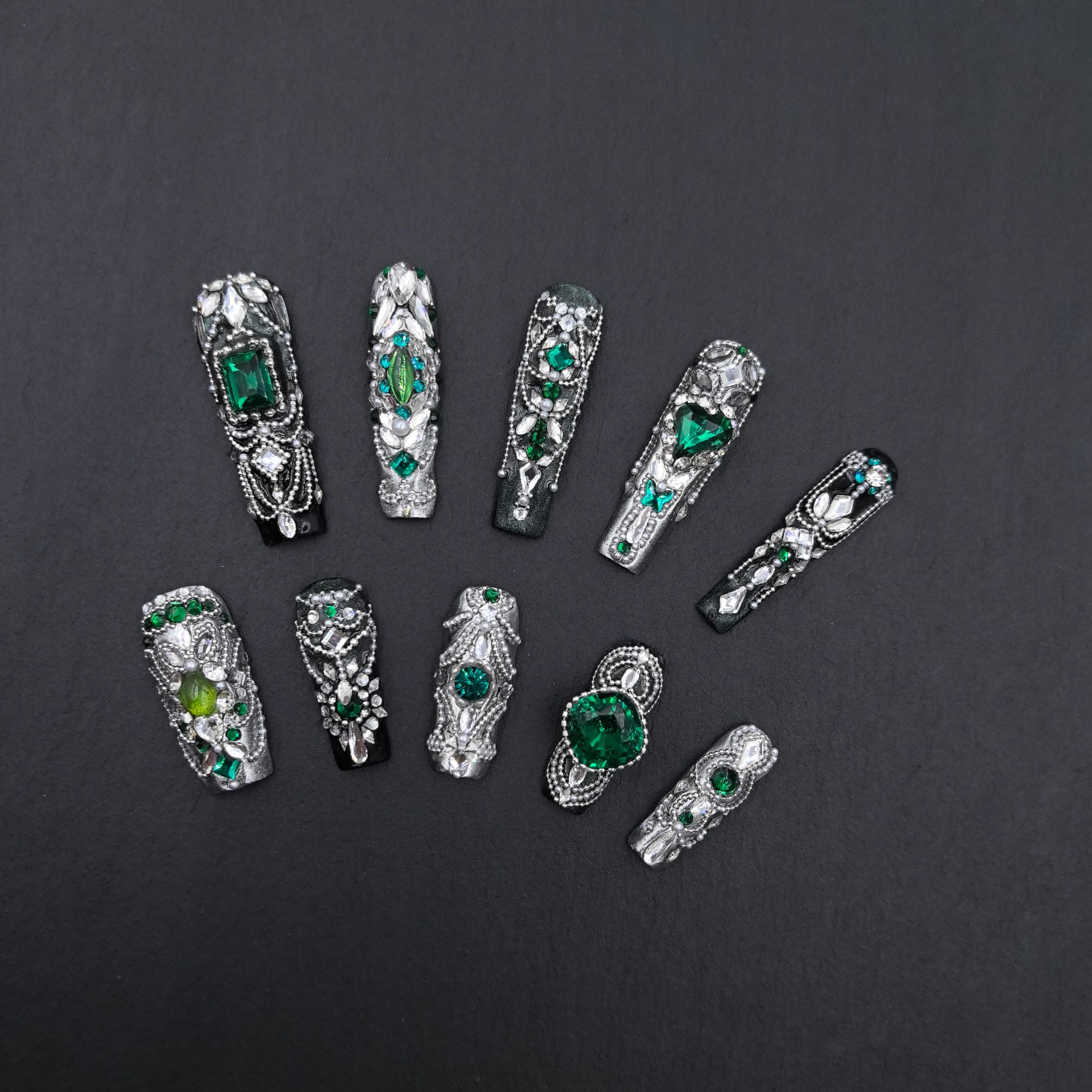 【Dandan出品】绿野  纯手工重工设计娃娃款穿戴甲