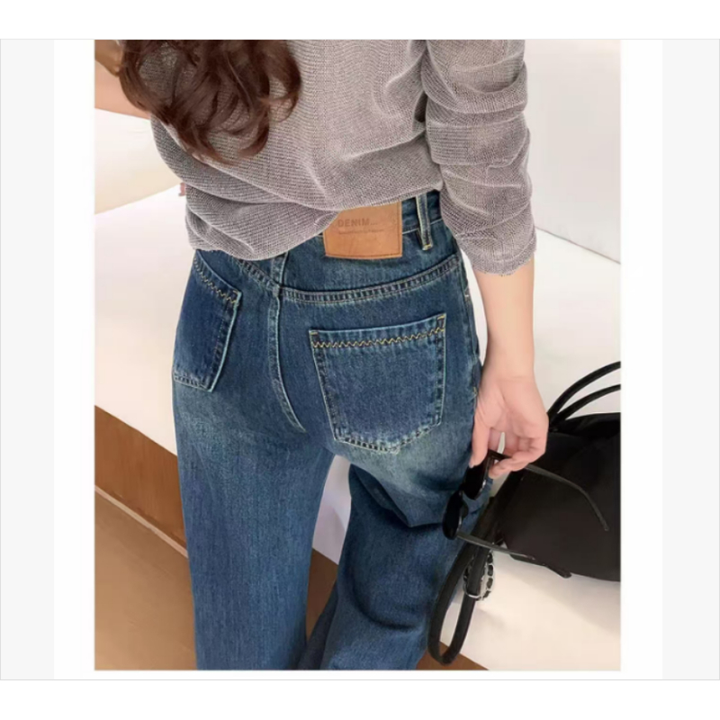 【现货+运费险】秋季牛仔裤小个子烟筒裤女装水洗时尚复古直筒