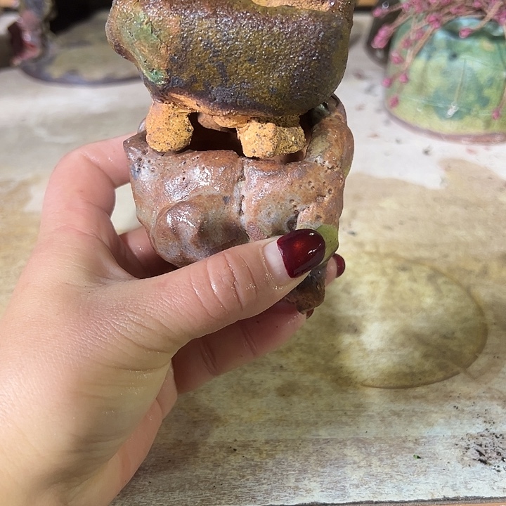 两个盆手工粗陶高温