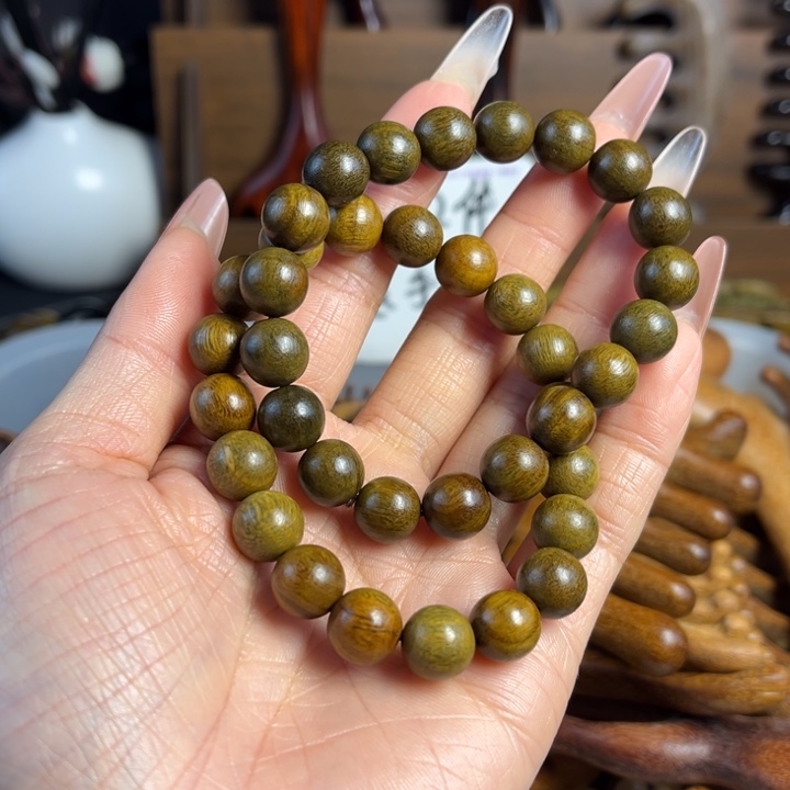 绿檀木单圈圆珠手串