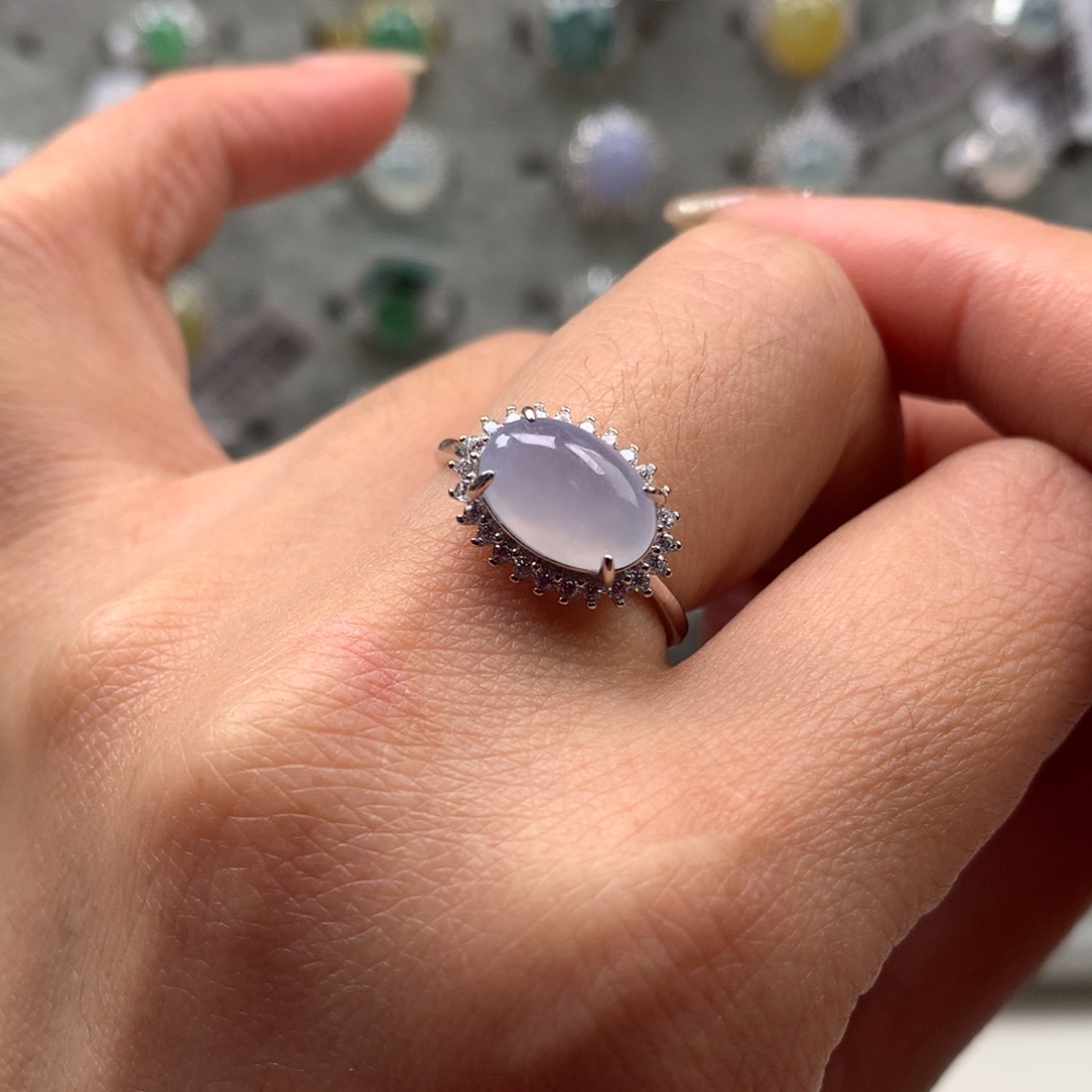 翡翠银S925镶嵌颈饰戒指