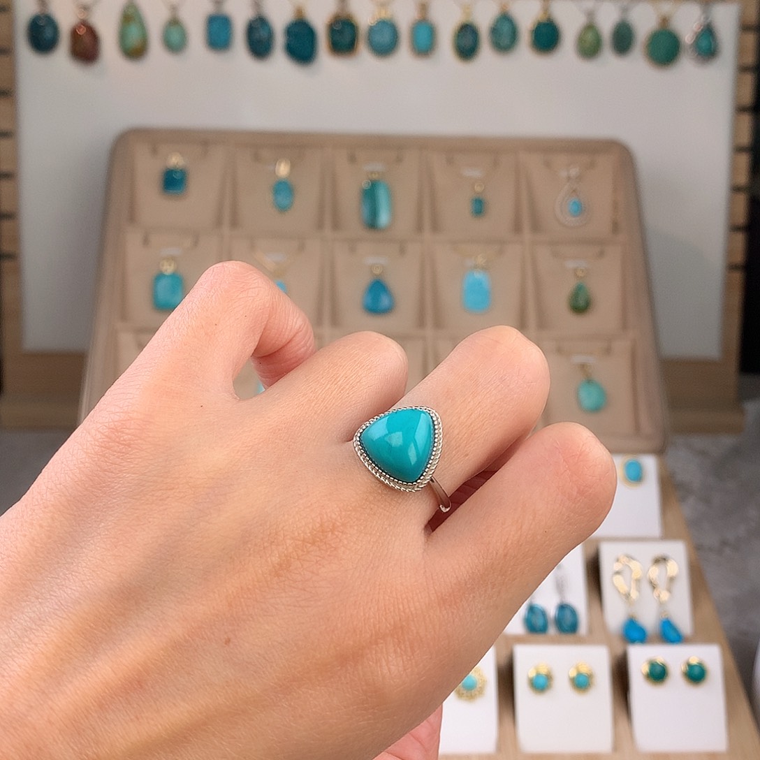 绿松石银S925镶嵌戒指