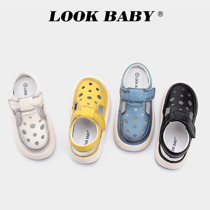 LOOKBABY/璐可贝贝【断码清】儿童复古擦色镂空框子凉鞋休闲鞋2853