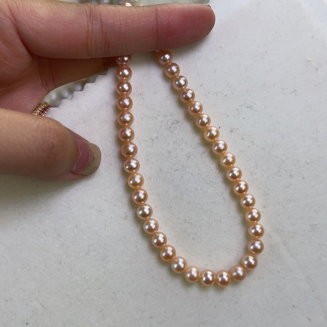 未镶嵌淡水珍珠颈饰卡5.5中国红手串