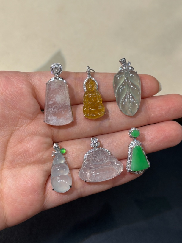 【彩虹盘】翡翠吊坠-多样性发一件-18K金镶嵌-CHP015 |CXQ21