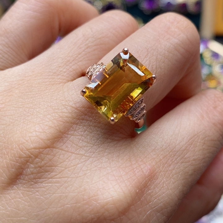 水晶戒指银S925镶嵌天然水晶戒指