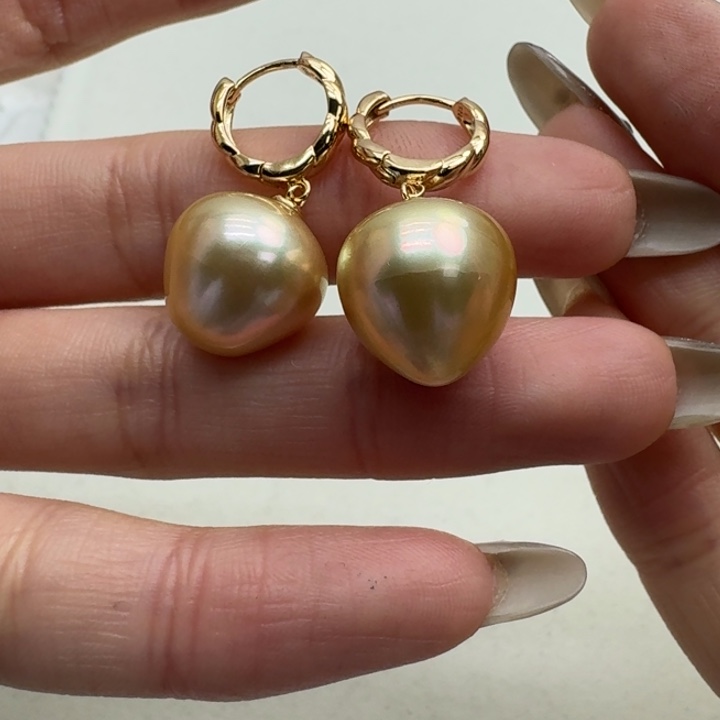 海水珍珠耳饰银S925镶嵌