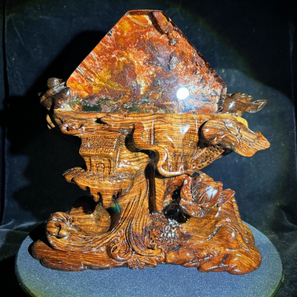 【精品摆件】天然彩幽灵摆件 裸石尺寸：95×111×39mm  重：473克