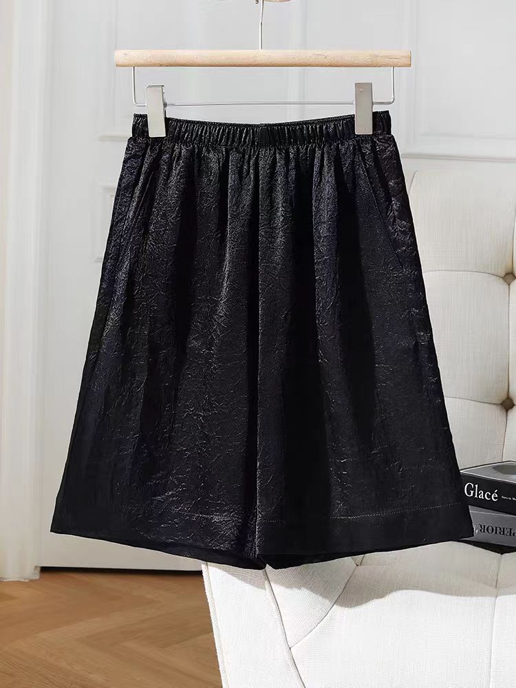 [依易原创]夏季薄款高端肌理感高腰宽松休闲阔腿A字短裤C0620