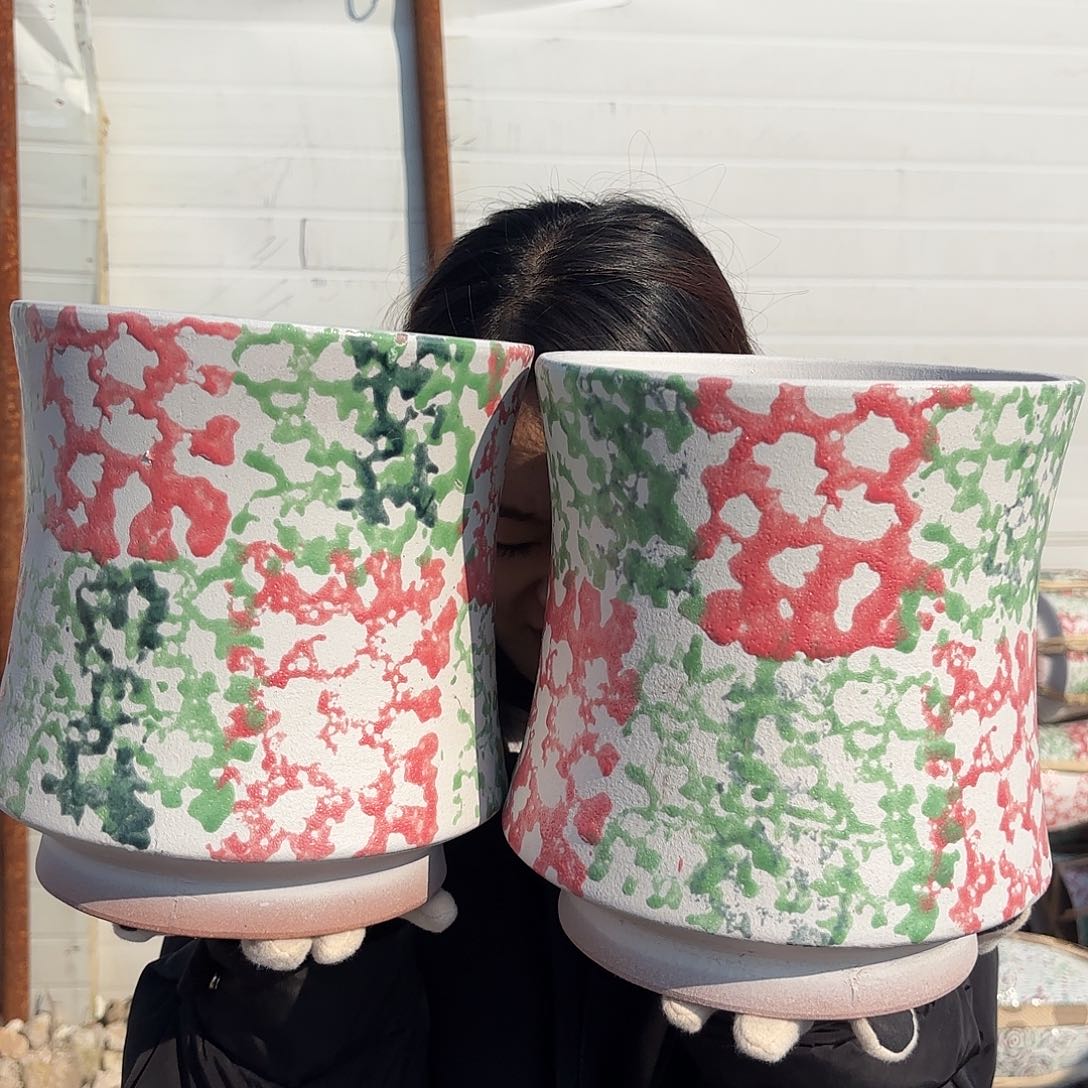 口径20高度22两个粉绿蛮腰