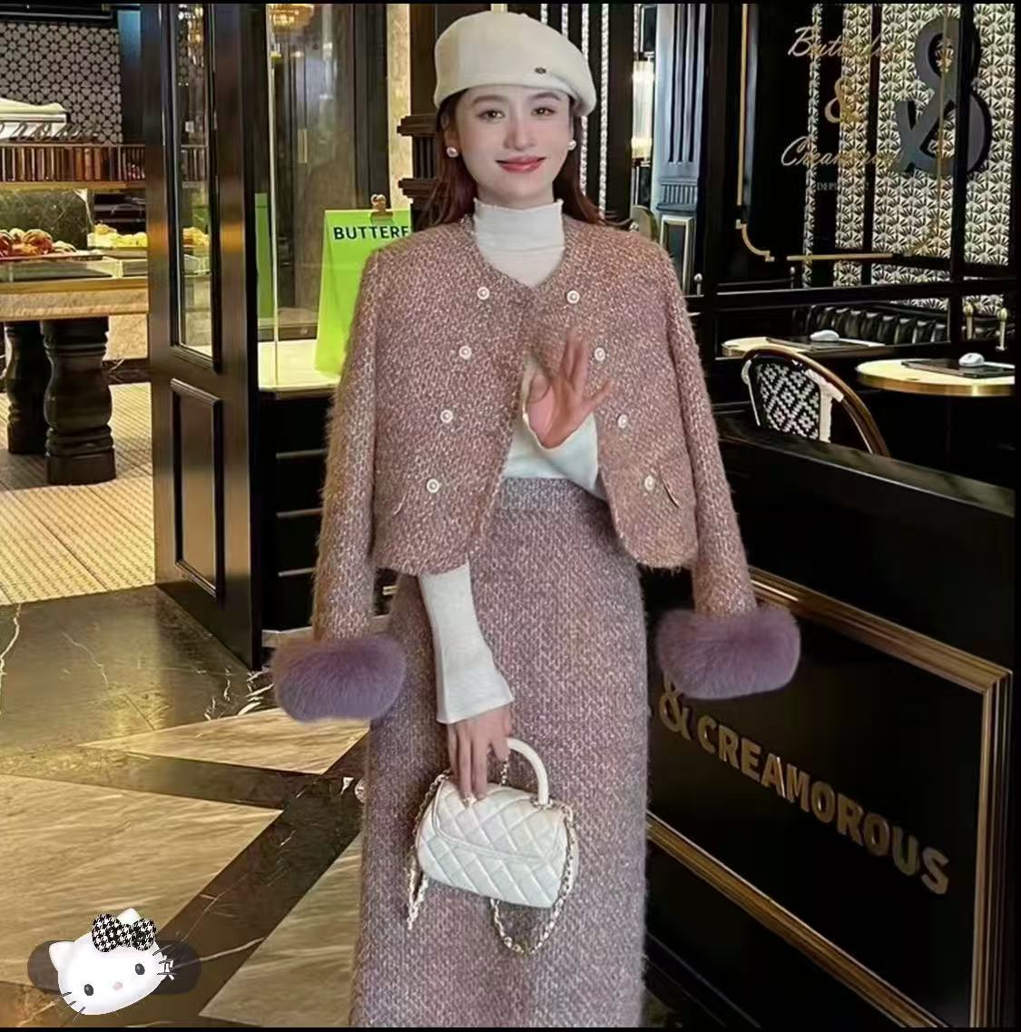 轻熟风百搭气质开衫轻奢洋气套装粗花呢女装时尚套装显瘦