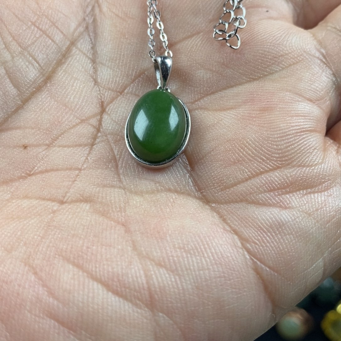 和田玉（碧玉）戒指银S925镶嵌