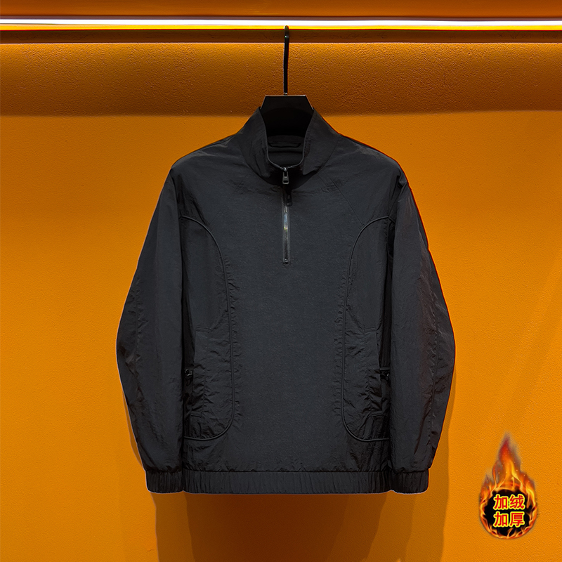 加绒加厚百搭立领半拉链卫衣休闲男女夹克潮牌潮流时尚美式外套