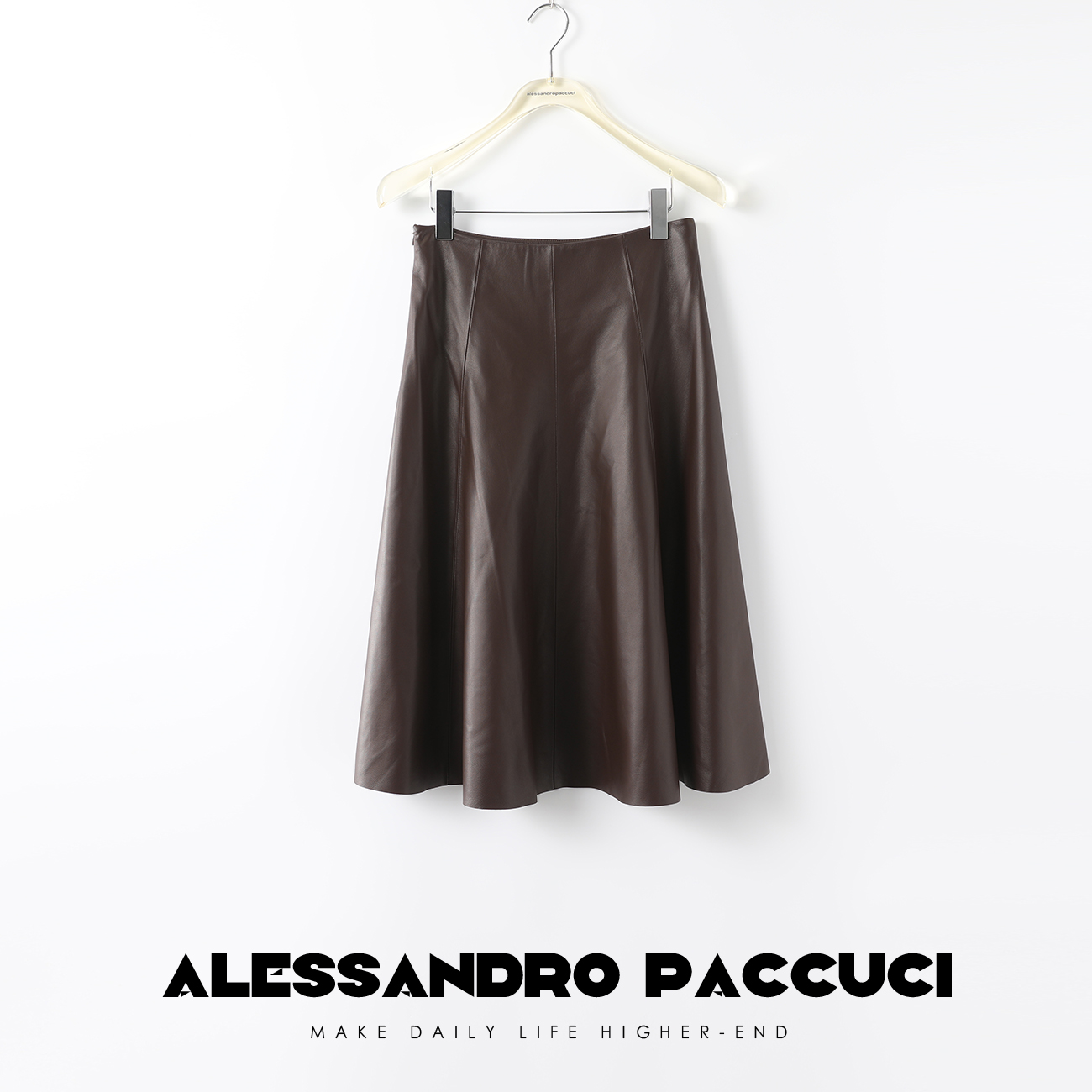 AP洛哥22149X精挑优质小羊皮 立裁大褶半身伞裙