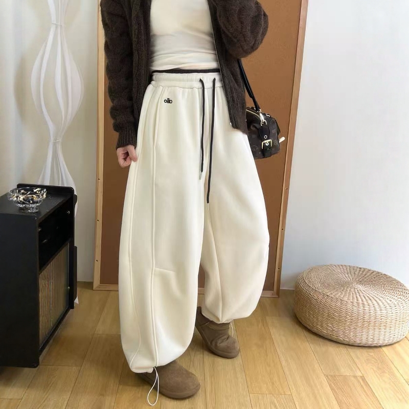 258199 童装亲子一条过冬 刺绣子母all休闲弯刀裤加绒加厚