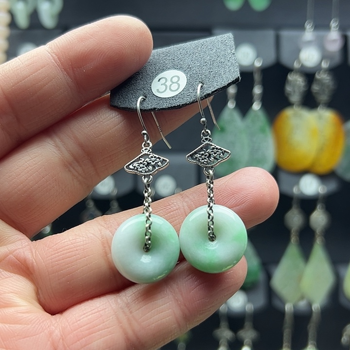 翡翠耳饰银S925镶嵌1111111111