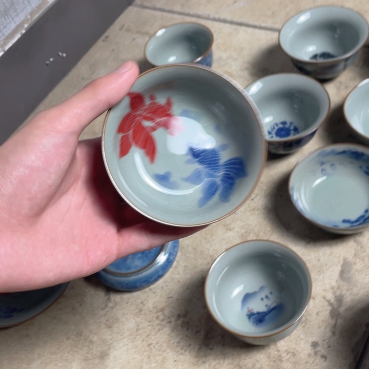 琉璃手工艺品青花金杯jj