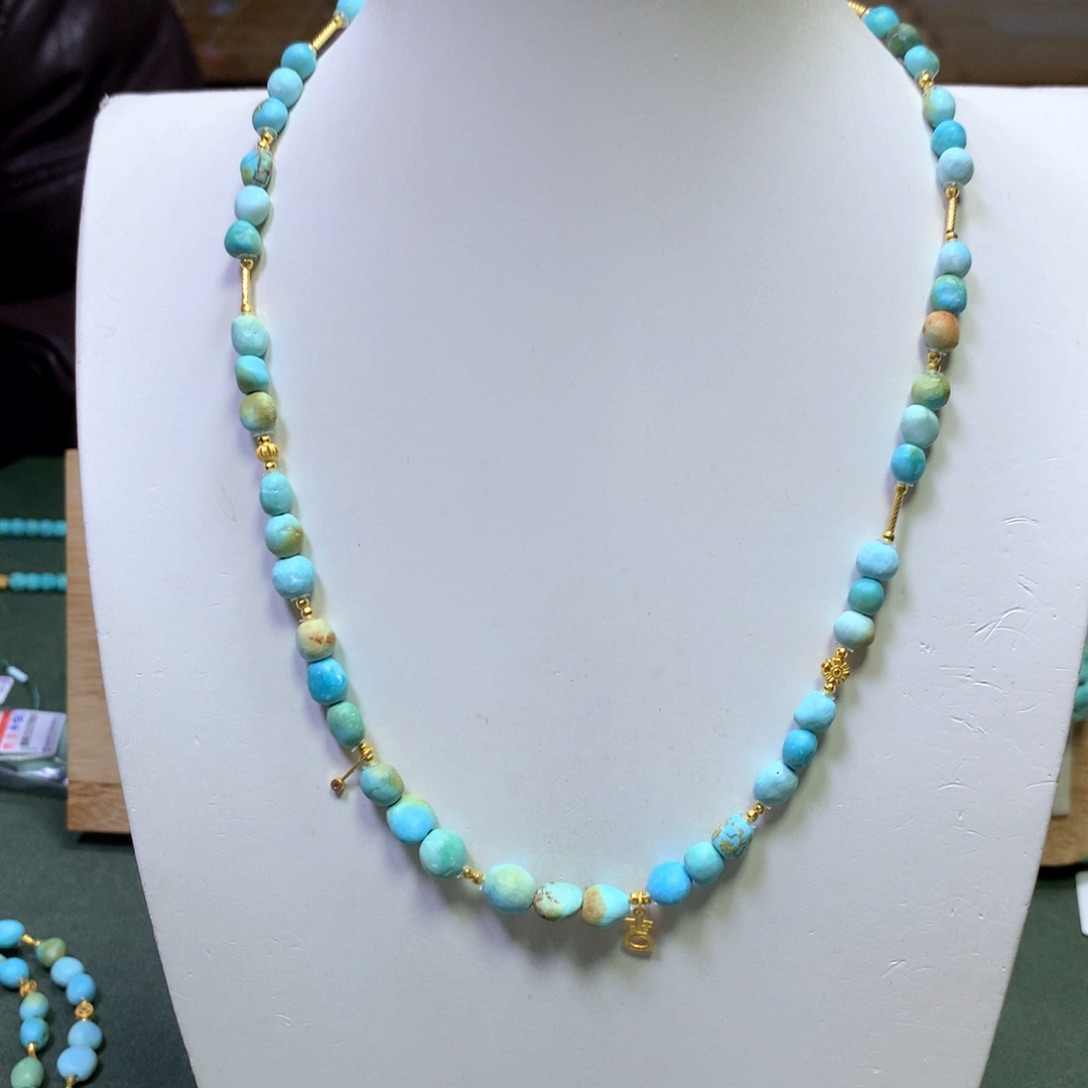 绿松石项链18K金镶嵌
