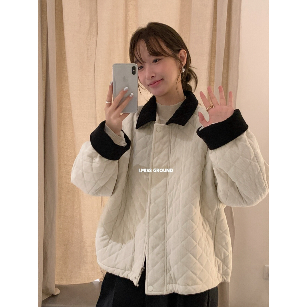 imiss@80811 韩系百搭加厚撞色领宽松外套 12-10