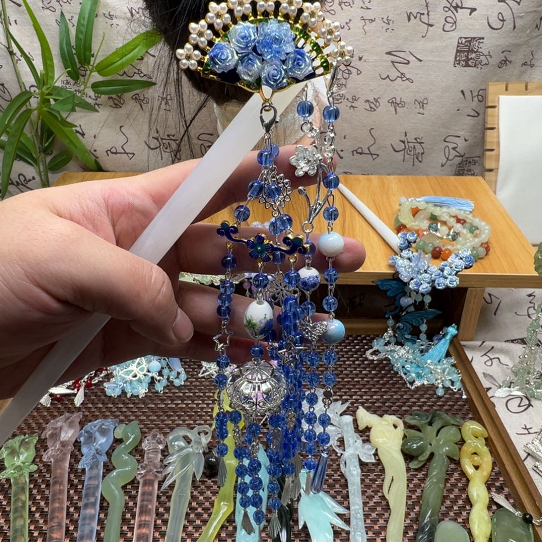 蛇纹石玉合金发饰