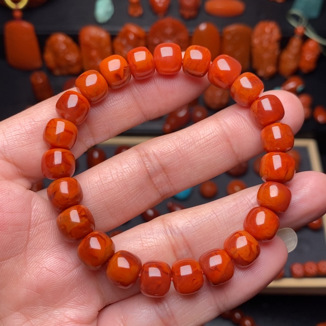 南红玛瑙锦红火焰纹9+未镶嵌