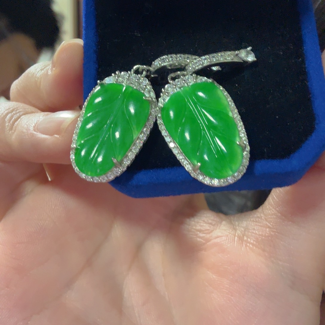 翡翠银S925镶嵌耳饰耳饰