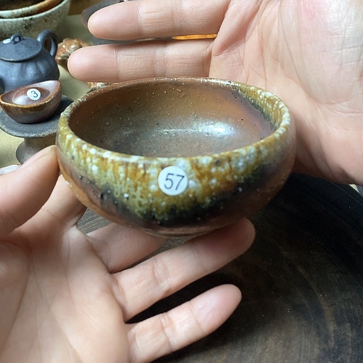 杯手工粗陶、柴烧茶器