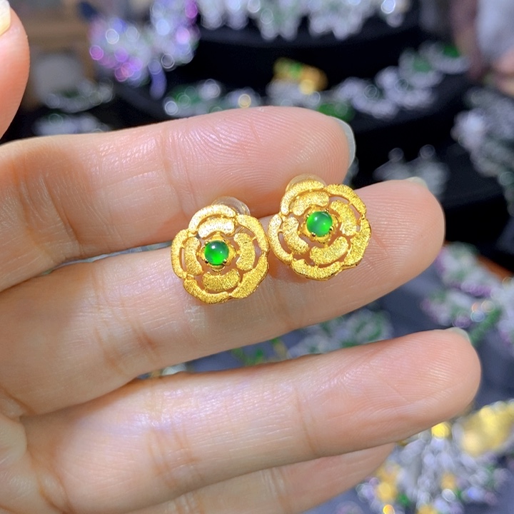 翡翠戒指银S925镶嵌天然翡翠