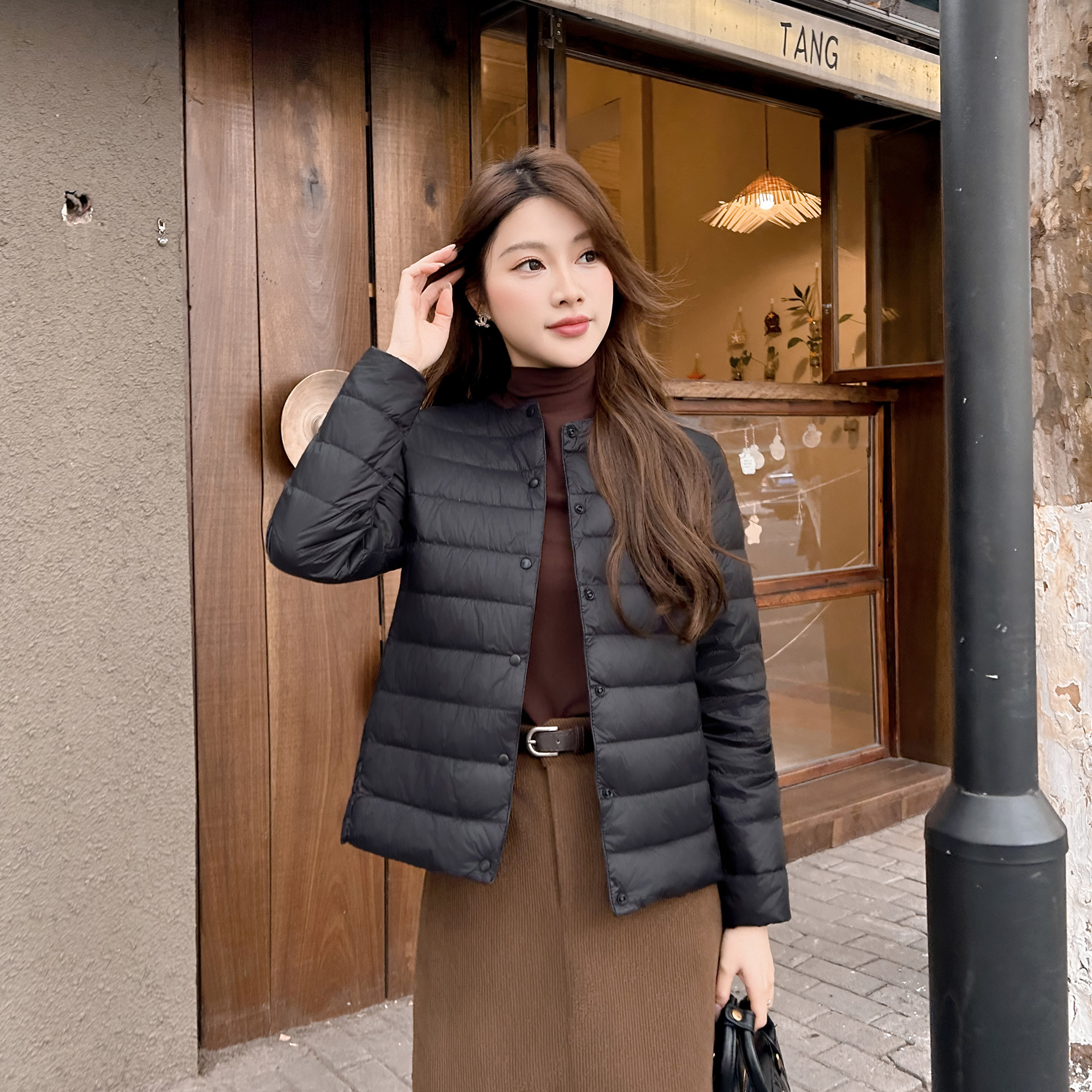 【现货有运费险】鸭绒轻薄女秋冬新款休闲内胆薄款内搭无领外套ZM-1