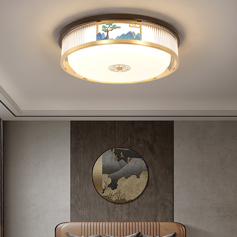 新中式铜加木吸顶灯简约大气设计中国风现代餐厅卧室灯中式风格