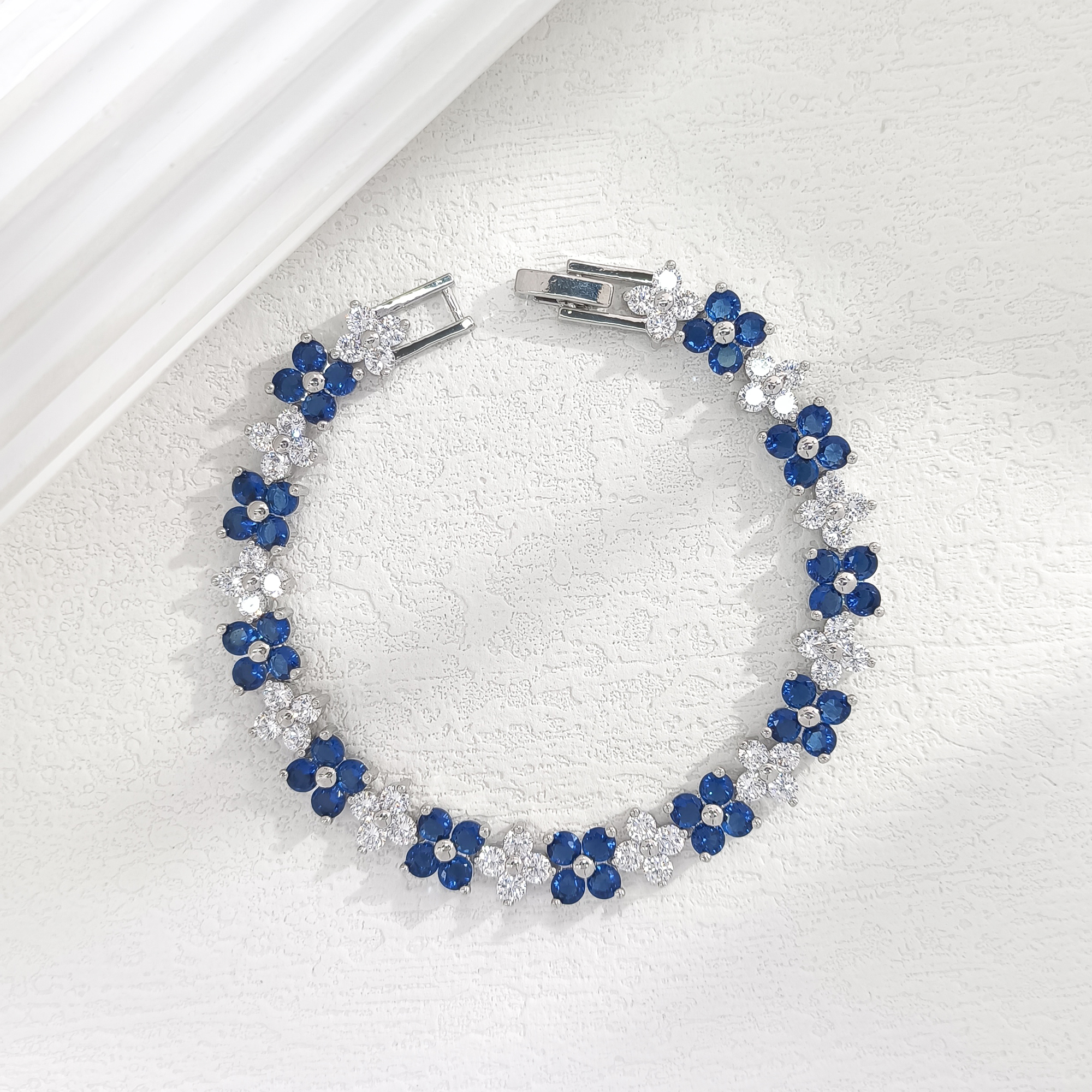 铜合金合成锆石手链 VWYS-009356【星蓝花簇】手链百搭气质时尚