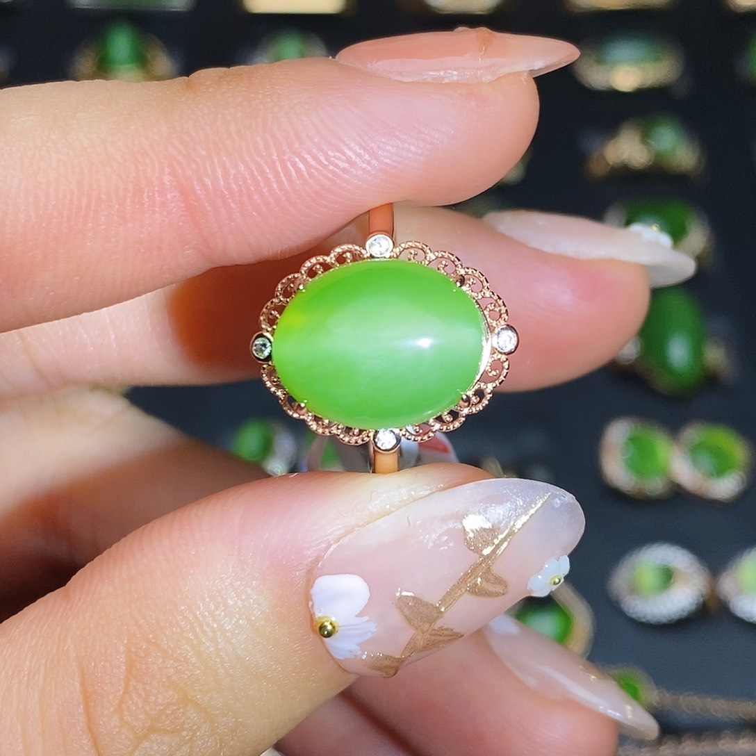 和田玉戒指银S925镶嵌