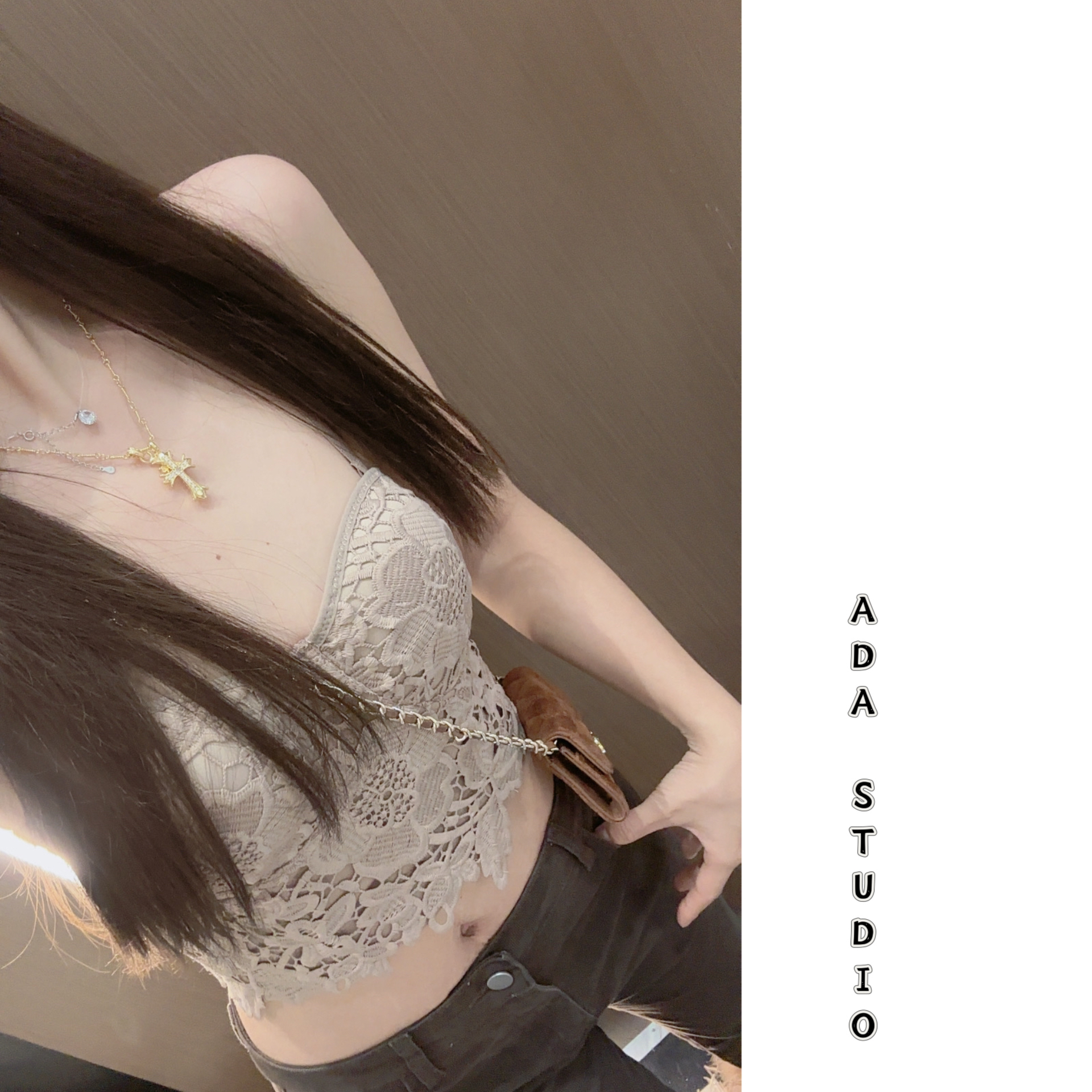 Ada【蕾丝之王】纯欲风蕾丝吊带带胸垫新款富家千金名媛风性感上衣