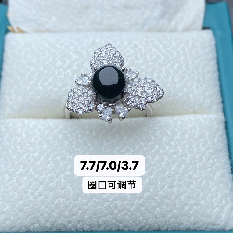 墨翠戒指 s925银镶嵌 品相饱满大气 
