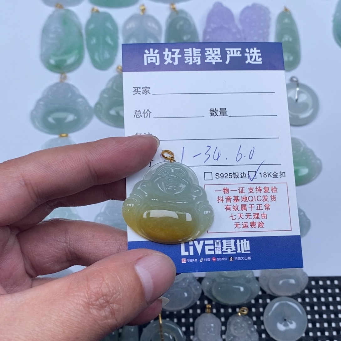 惠***'翡翠18K金镶嵌颈饰天然翡翠