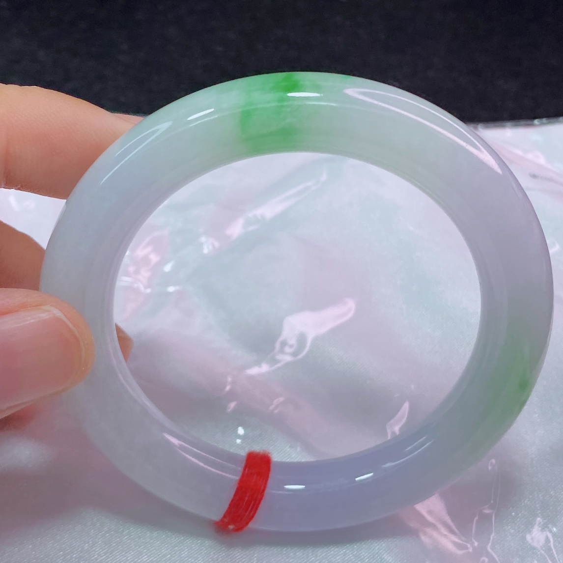 缅甸天然A货翡翠手镯冰透冰绿冰紫圆条5354