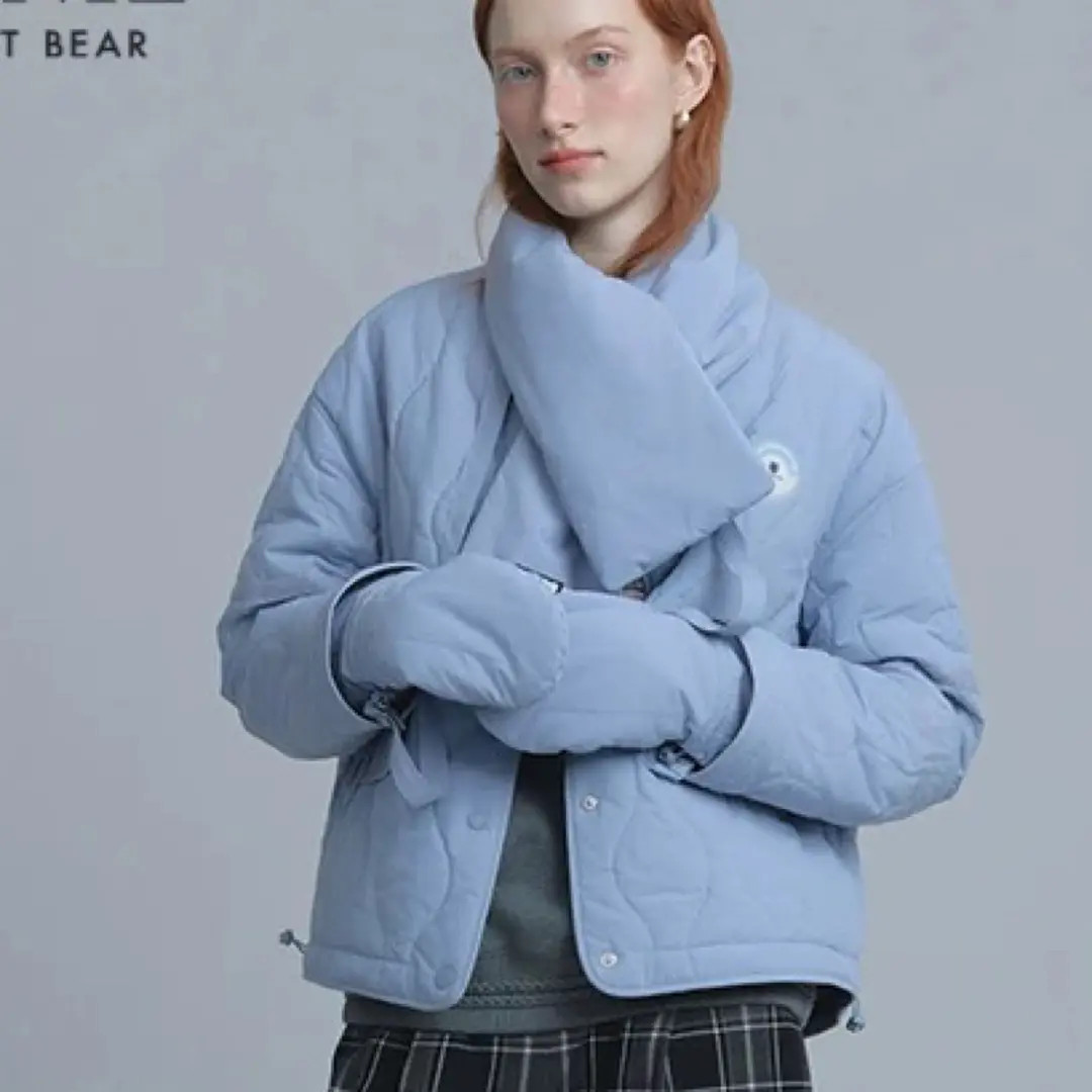 TeenieWeenie小熊菱形格手套棉服外套女25年冬季新款TTJP254CC1A