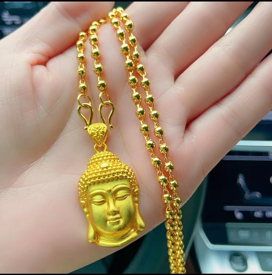 合金项链 卡4mm光珠项链加佛头一套