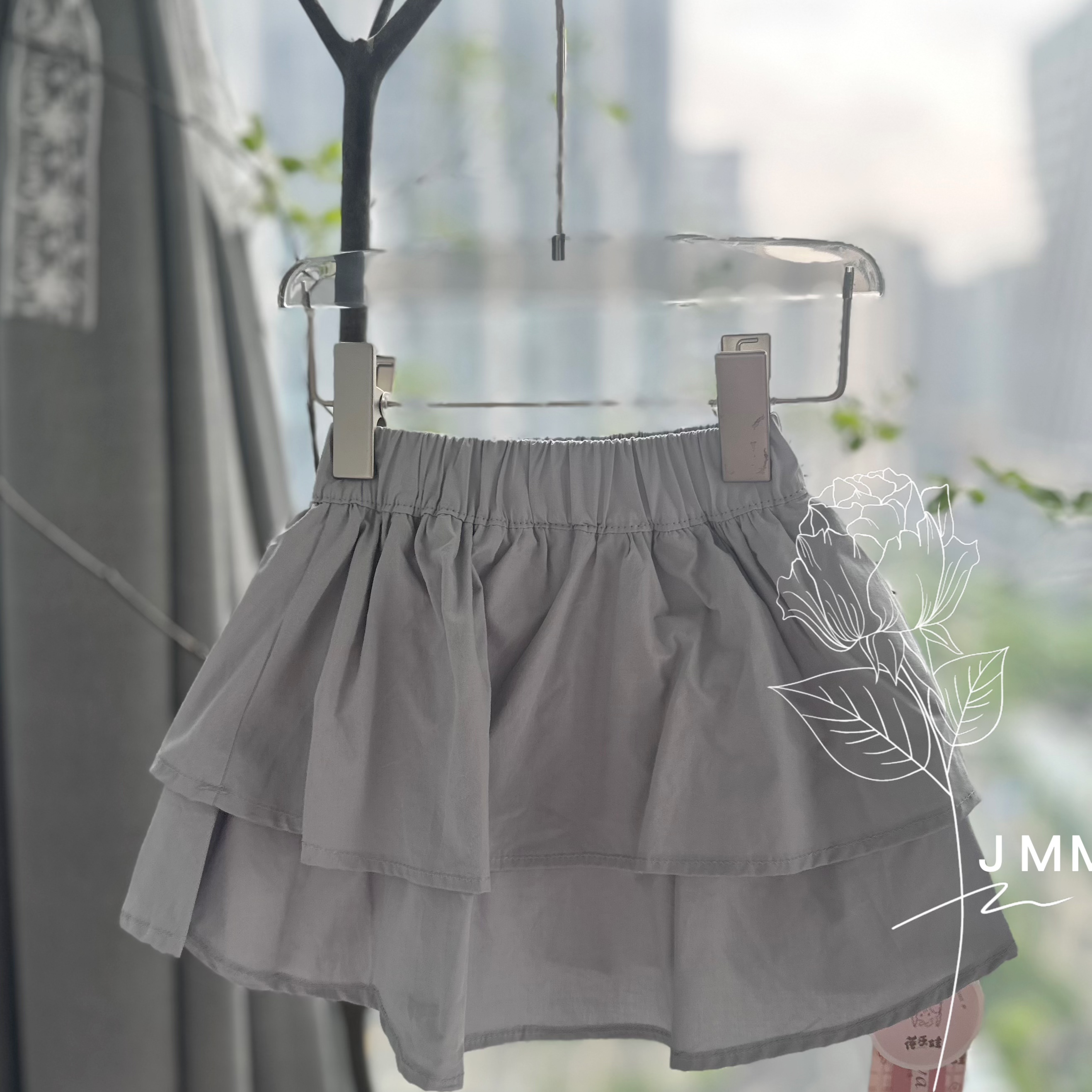 K168 时尚夏款女童灰色蓬蓬裙裤少女风纯色公主裙
