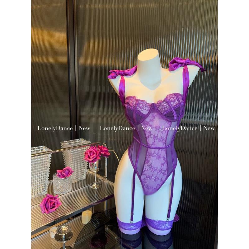 密恋【紫色很绝】80-150斤纯欲风性感时尚Cosplay镂空睡衣女装睡裙