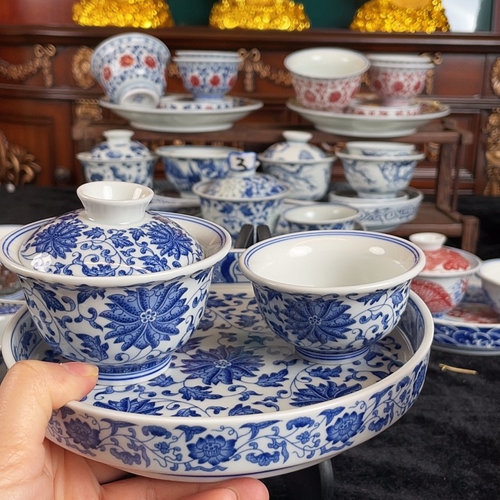 缠枝莲三件套茶具