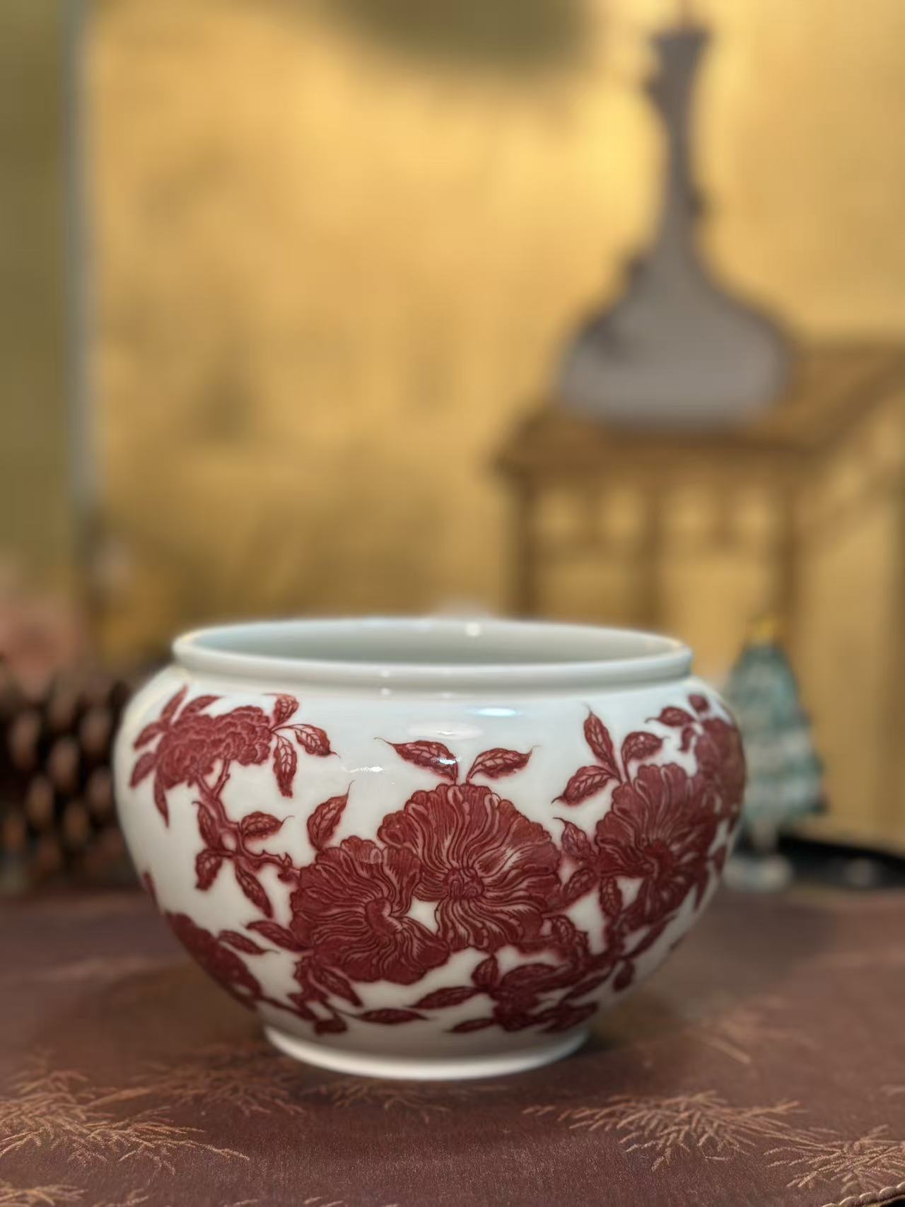 勤义堂 釉里红山茶花水洗 茶海