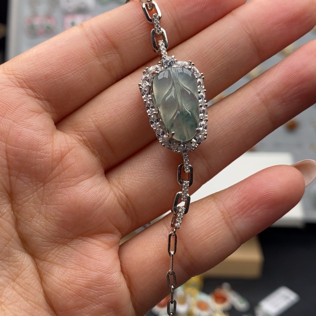 翡翠银S925镶嵌戒指天然翡翠