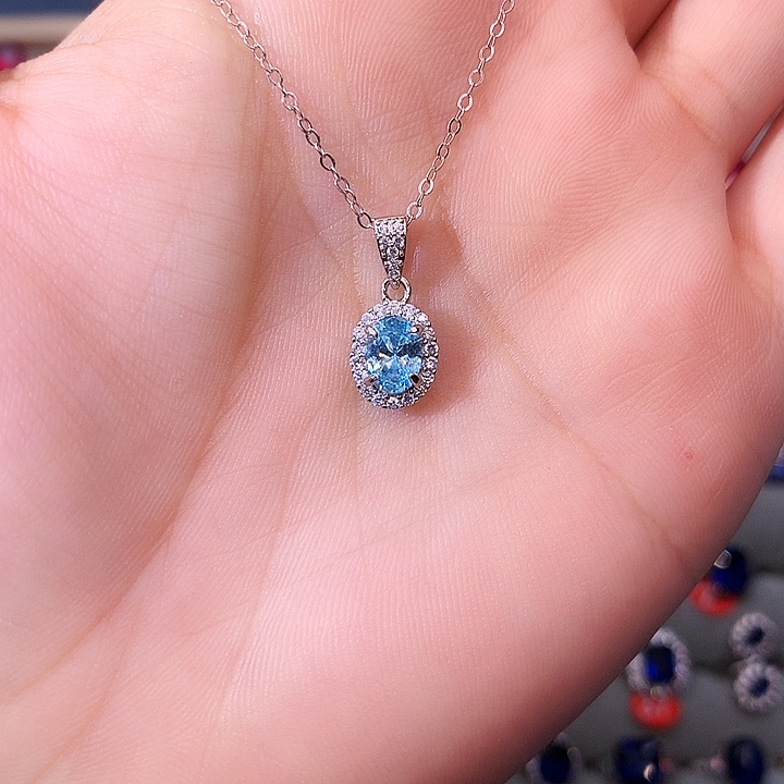 海蓝宝石吊坠(赠链)银S925镶嵌