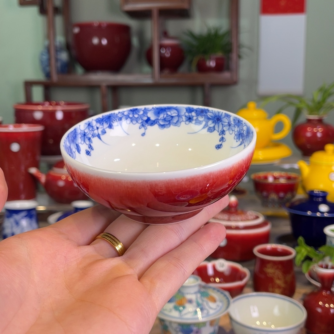 清欢雅玩，原矿郎红福利内绘蝶恋花普洱杯