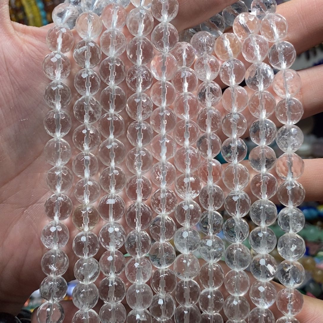 未镶嵌，天然白水晶切面10mm，石英质玉