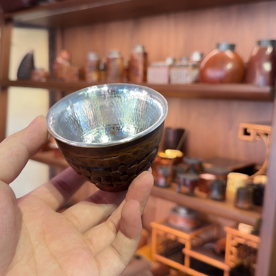 遍***金一出竹够竹根包银主人杯 