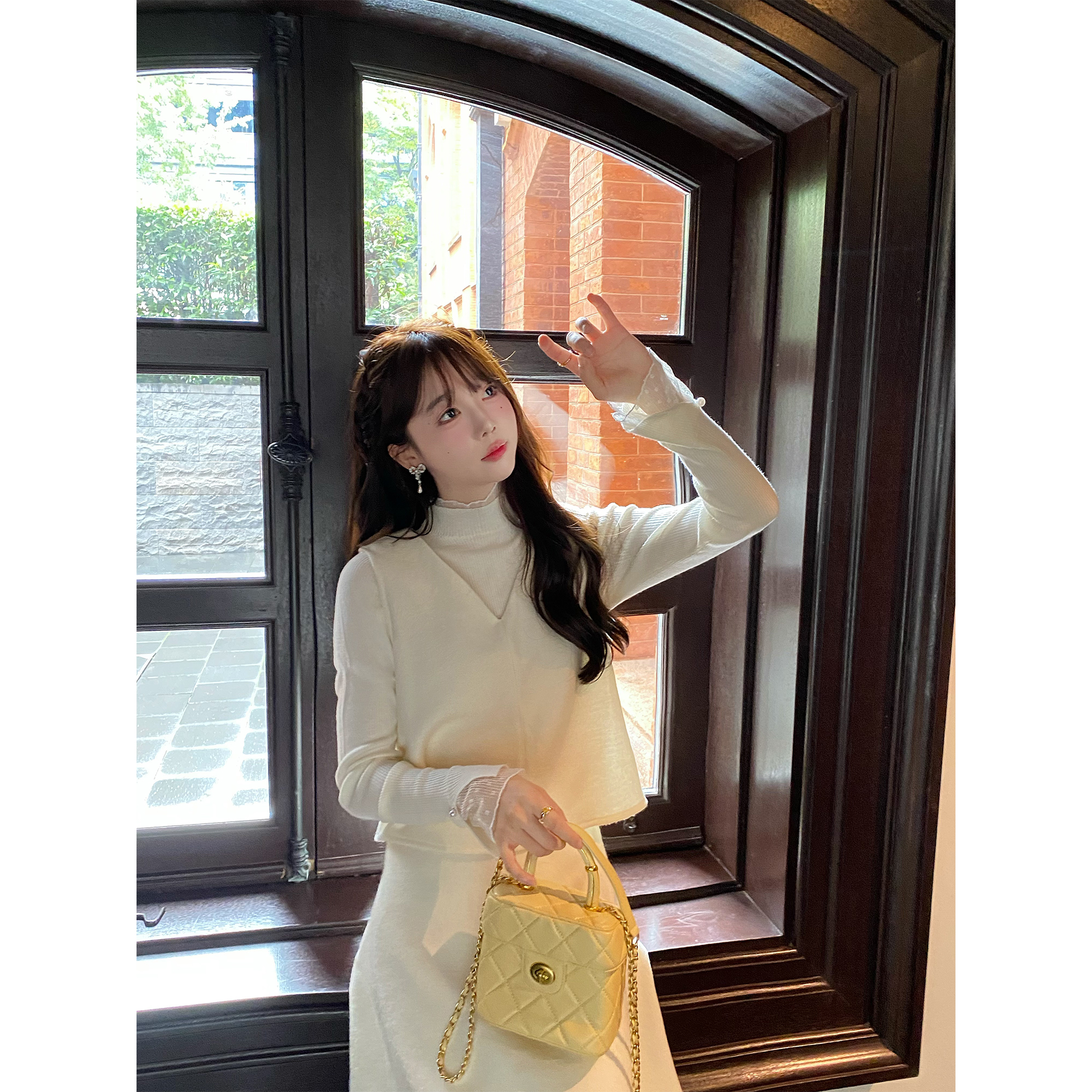 GA盈瓷羊毛宽松针织半裙 24FW1026