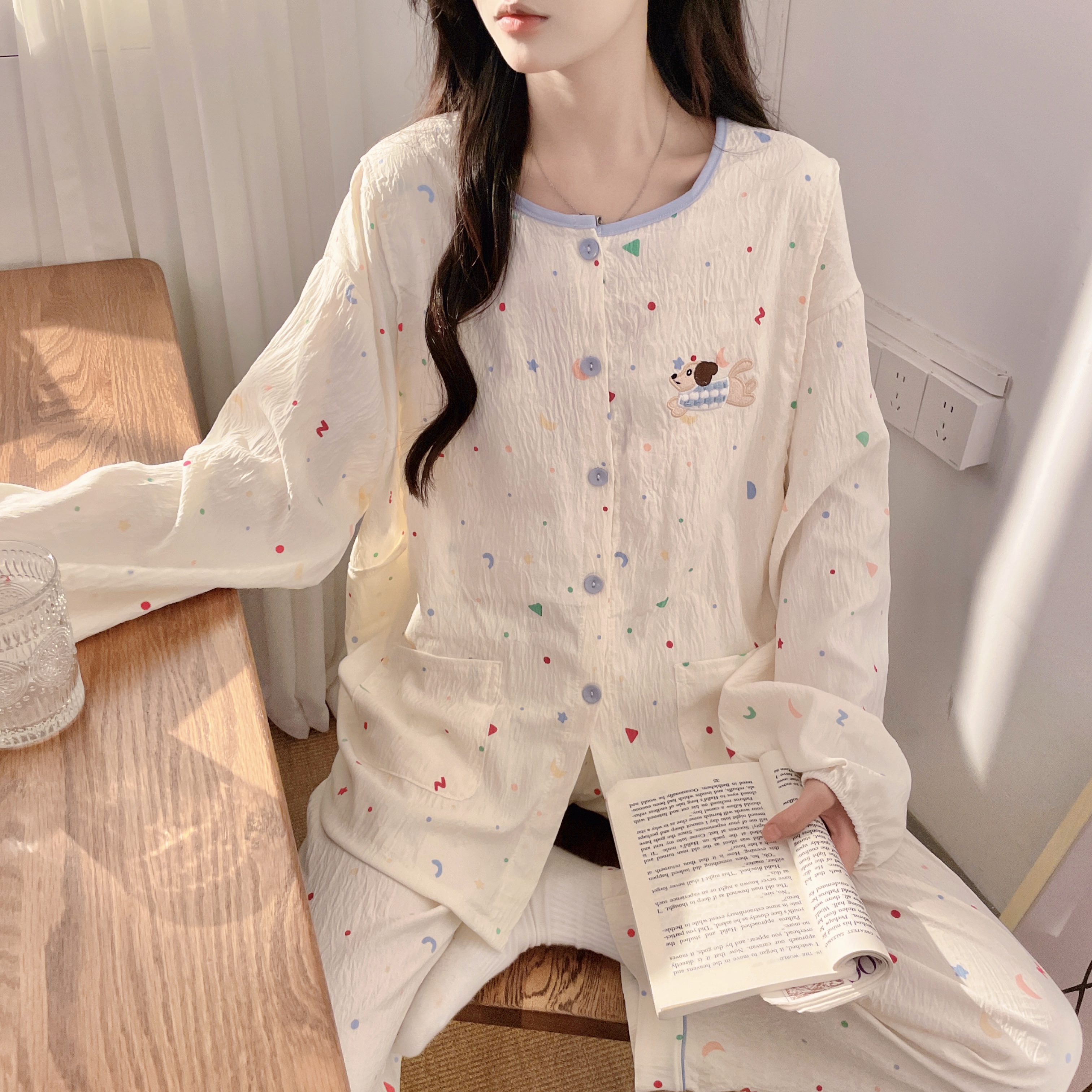 夏季薄款带胸垫云朵棉月子服产后孕期孕妇产妇哺乳睡衣透气