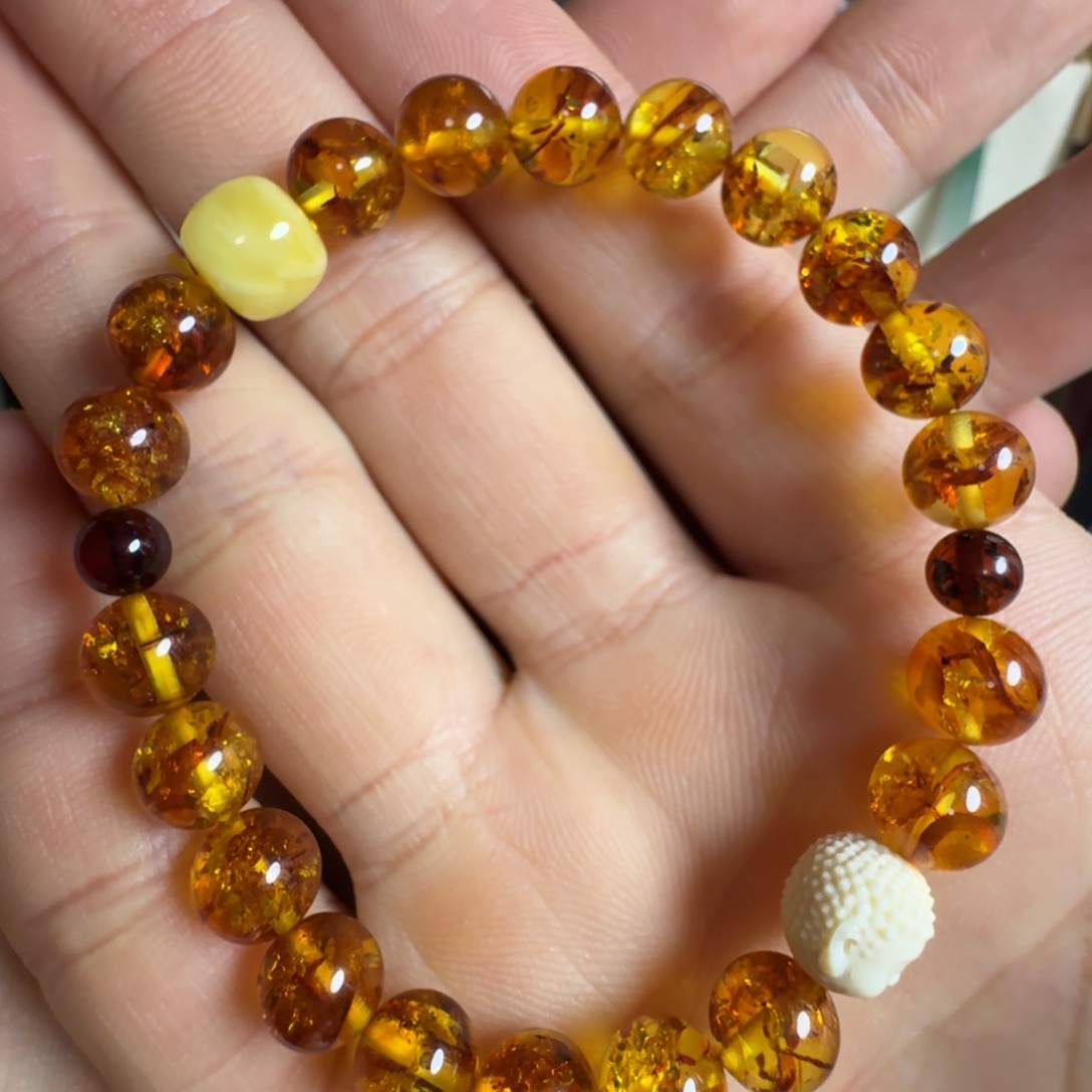 琥珀（花珀）未镶嵌手串
